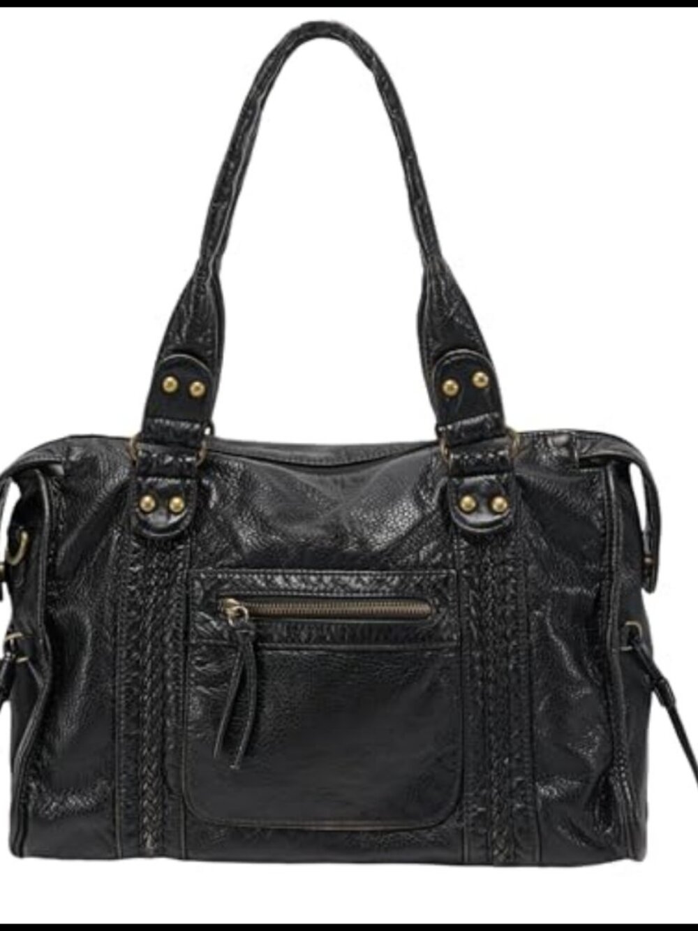 JOLLQUE Large Retro Washed PU Leather Crossbody Bag Hobo Shoulder Purse